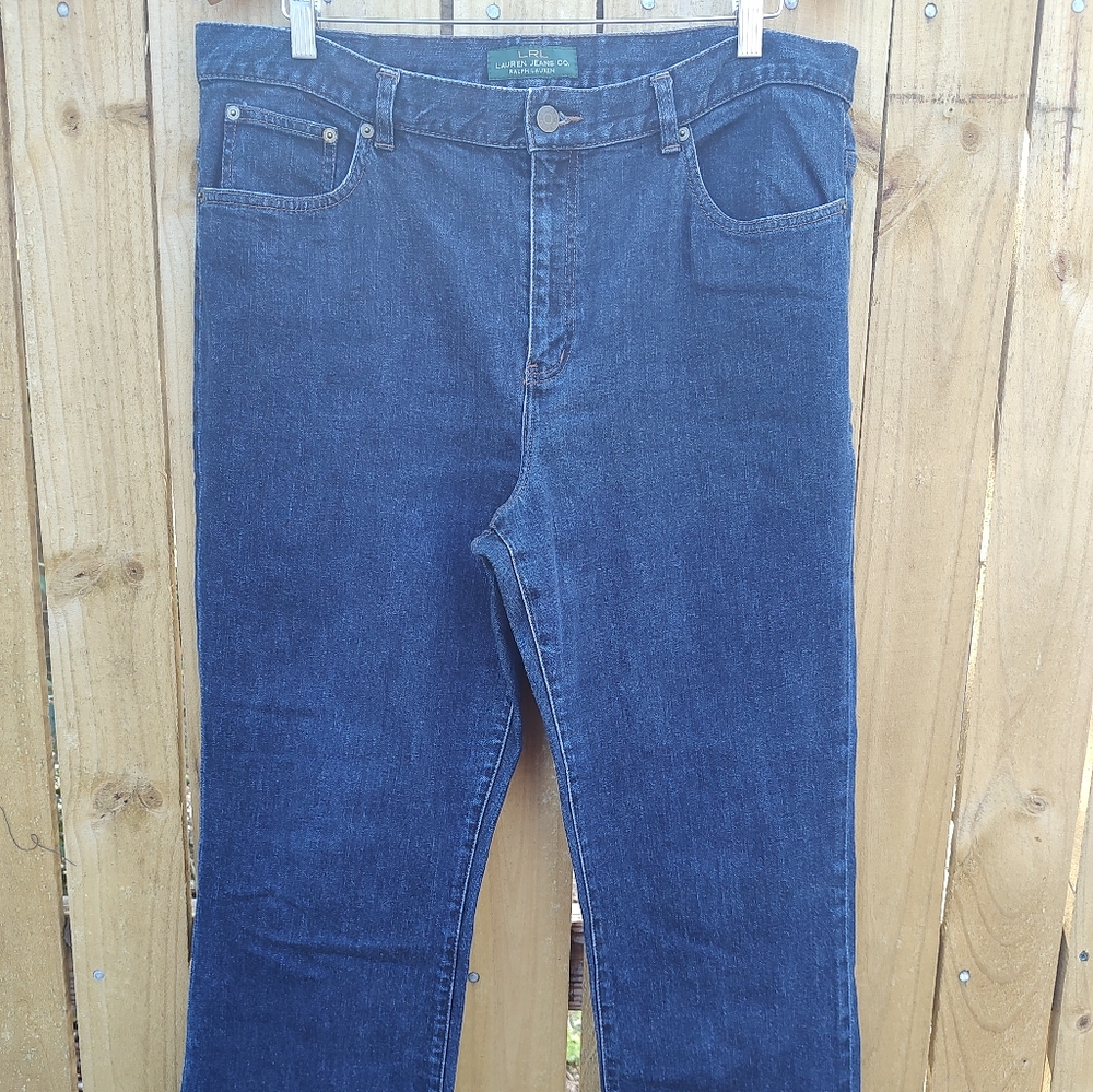 Ladies plus size 16 Lauren Ralph Lauren LRL classic boot cut dark wash jeans
